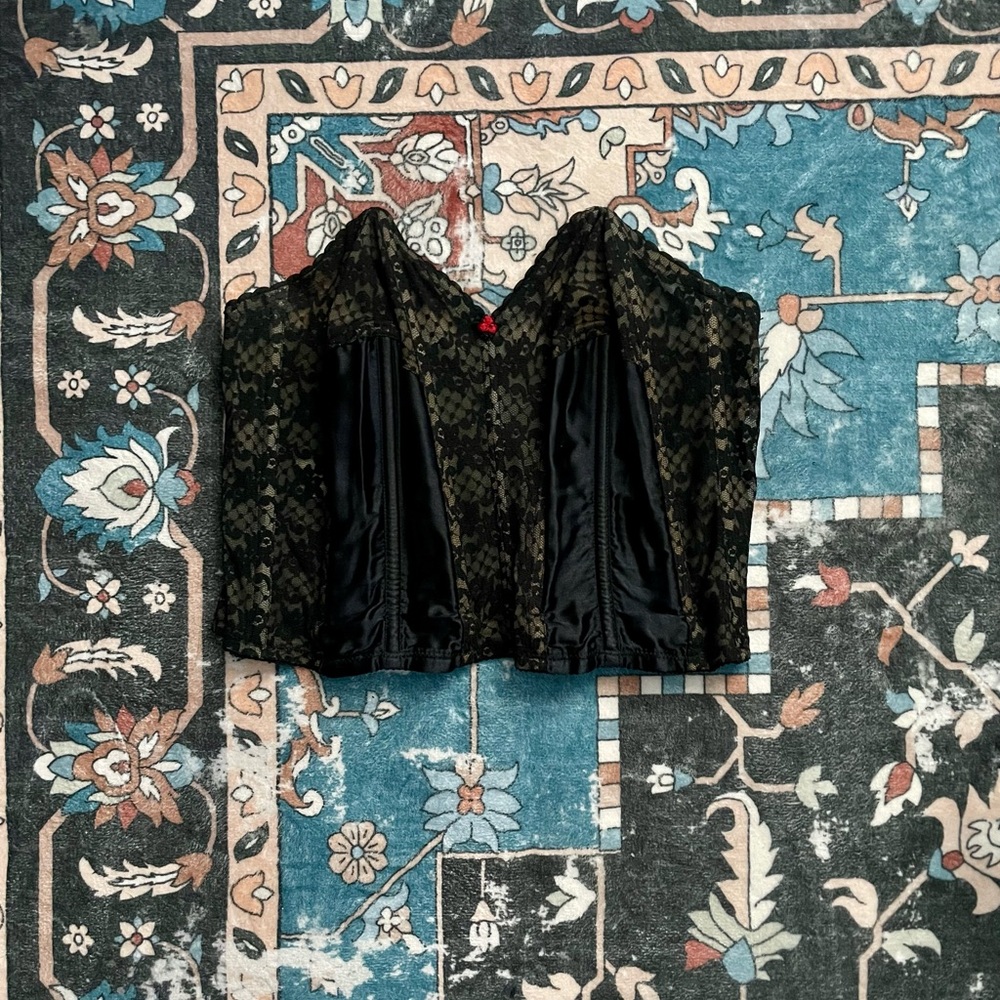 Black and Green Lace Corset Top